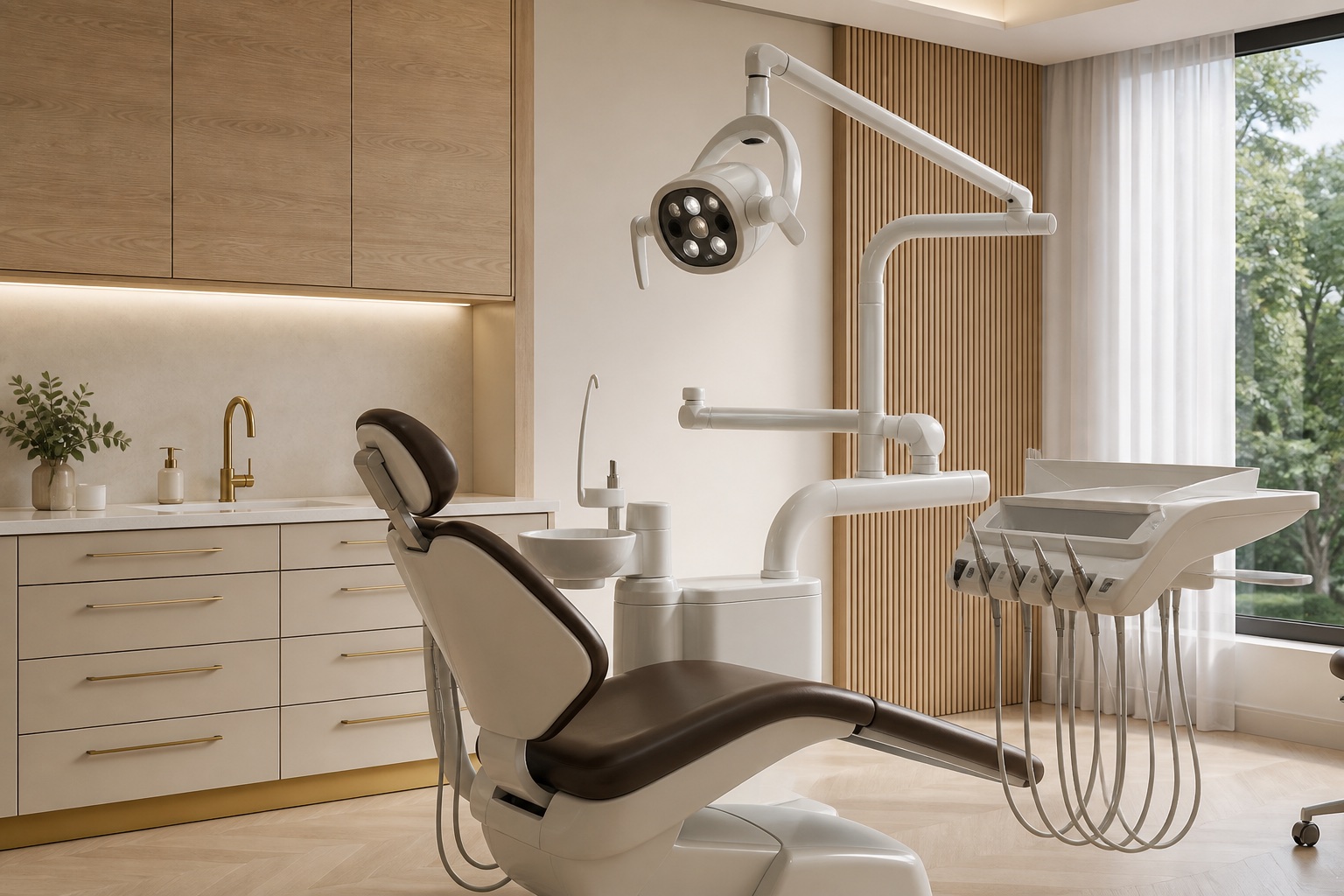 Imagem conceptual gerada por IA de um consultório dentário Aurea